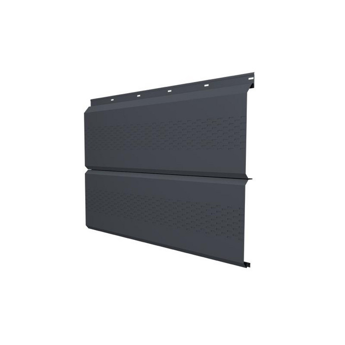 Софит ЭкоБрус с перфорацией 0,345 Grand Line 0,5 Satin с пленкой RAL 7024 мокрый асфальт